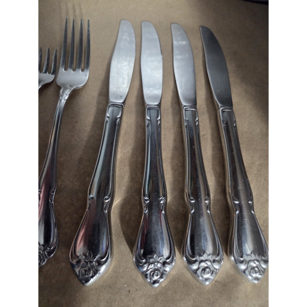 Oneida Rogers Arbor Rose Stainless Flatware 6pc Lot Knives Forks Silverware - Picture 3 of 4